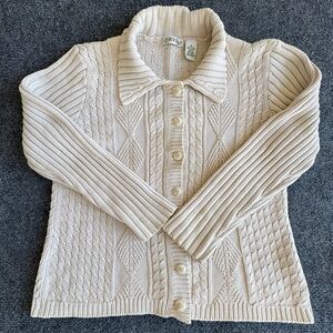 Orvis Cable Knit Updated Fisherman Style Sweater Cotton Blend Size M